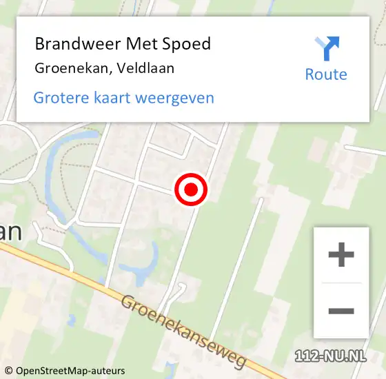 Locatie op kaart van de 112 melding: Brandweer Met Spoed Naar Groenekan, Veldlaan op 25 juli 2015 14:39