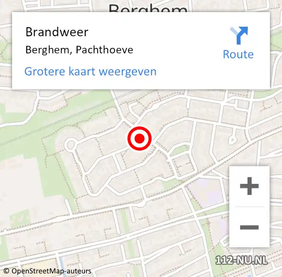 Locatie op kaart van de 112 melding: Brandweer Berghem, Pachthoeve op 25 juli 2015 14:45