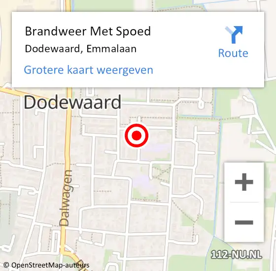 Locatie op kaart van de 112 melding: Brandweer Met Spoed Naar Dodewaard, Emmalaan op 25 juli 2015 15:07