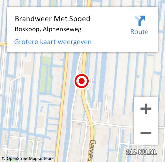 Locatie op kaart van de 112 melding: Brandweer Met Spoed Naar Boskoop, Alphenseweg op 25 juli 2015 15:08