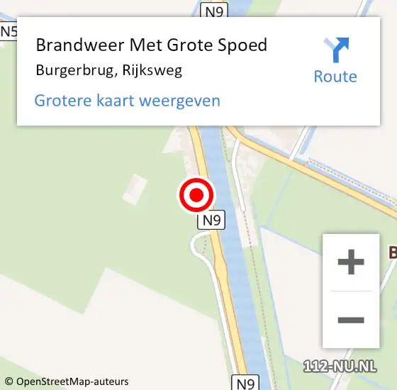 Locatie op kaart van de 112 melding: Brandweer Met Grote Spoed Naar Burgerbrug, Rijksweg op 25 juli 2015 15:10