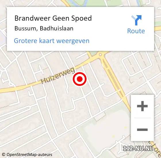 Locatie op kaart van de 112 melding: Brandweer Geen Spoed Naar Bussum, Badhuislaan op 25 juli 2015 15:14