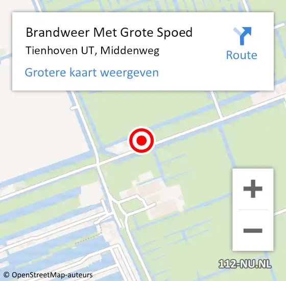 Locatie op kaart van de 112 melding: Brandweer Met Grote Spoed Naar Tienhoven UT, Middenweg op 25 juli 2015 15:15