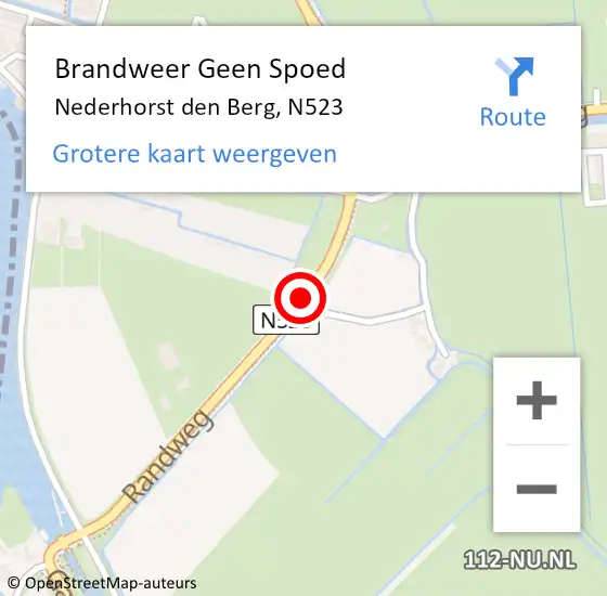 Locatie op kaart van de 112 melding: Brandweer Geen Spoed Naar Nederhorst den Berg, N523 op 25 juli 2015 15:19