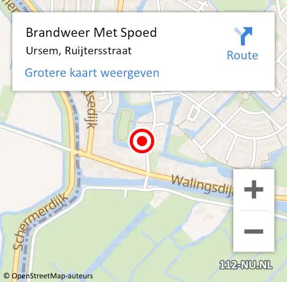 Locatie op kaart van de 112 melding: Brandweer Met Spoed Naar Ursem, Ruijtersstraat op 25 juli 2015 15:19