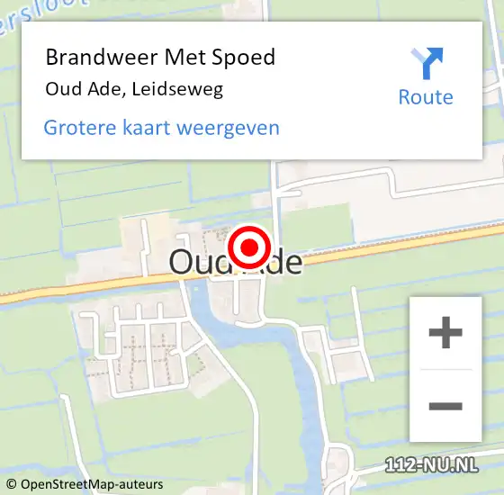 Locatie op kaart van de 112 melding: Brandweer Met Spoed Naar Oud Ade, Leidseweg op 25 juli 2015 15:23