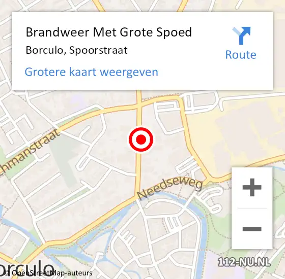 Locatie op kaart van de 112 melding: Brandweer Met Grote Spoed Naar Borculo, Spoorstraat op 25 juli 2015 15:30