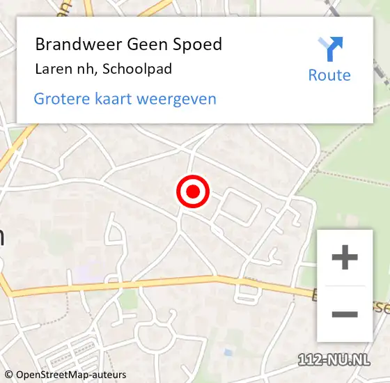 Locatie op kaart van de 112 melding: Brandweer Geen Spoed Naar Laren nh, Schoolpad op 25 juli 2015 15:48