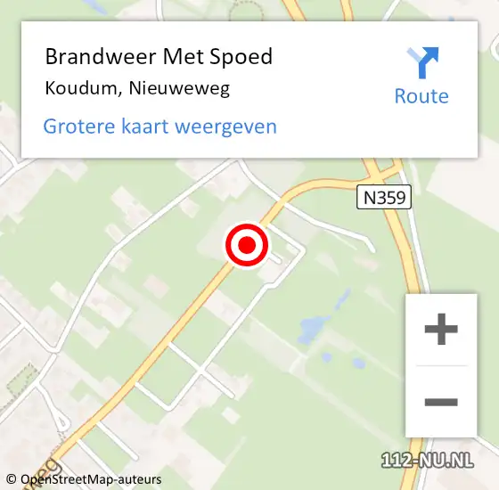 Locatie op kaart van de 112 melding: Brandweer Met Spoed Naar Koudum, Nieuweweg op 25 juli 2015 15:48
