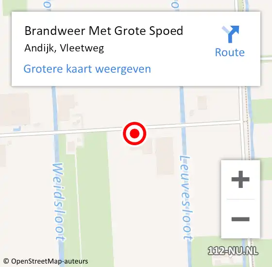 Locatie op kaart van de 112 melding: Brandweer Met Grote Spoed Naar Andijk, Vleetweg op 25 juli 2015 15:49