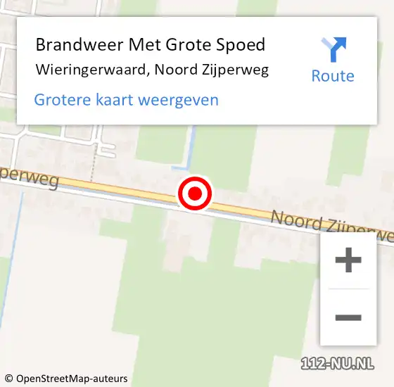 Locatie op kaart van de 112 melding: Brandweer Met Grote Spoed Naar Wieringerwaard, Noord Zijperweg op 25 juli 2015 15:56