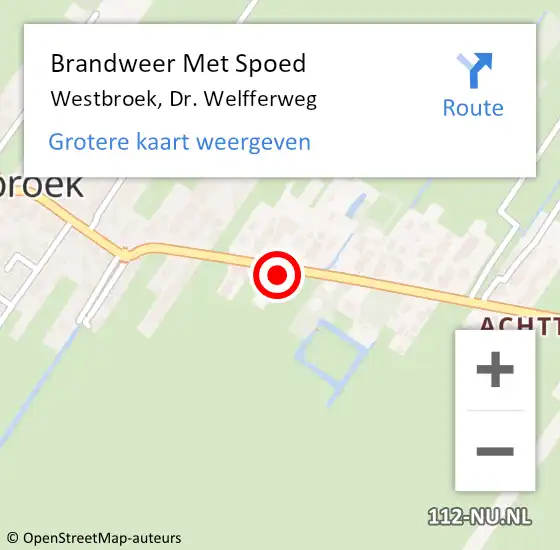 Locatie op kaart van de 112 melding: Brandweer Met Spoed Naar Westbroek, Dr. Welfferweg op 25 juli 2015 15:57