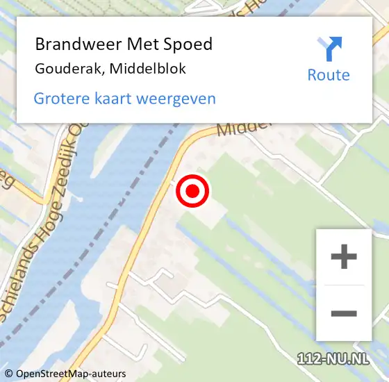 Locatie op kaart van de 112 melding: Brandweer Met Spoed Naar Gouderak, Middelblok op 25 juli 2015 16:00