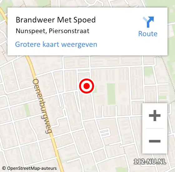 Locatie op kaart van de 112 melding: Brandweer Met Spoed Naar Nunspeet, Piersonstraat op 25 juli 2015 16:01