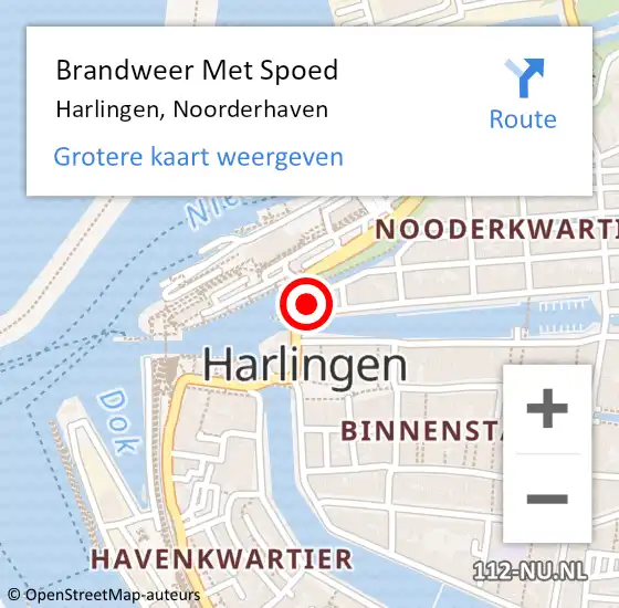 Locatie op kaart van de 112 melding: Brandweer Met Spoed Naar Harlingen, Noorderhaven op 25 juli 2015 16:01