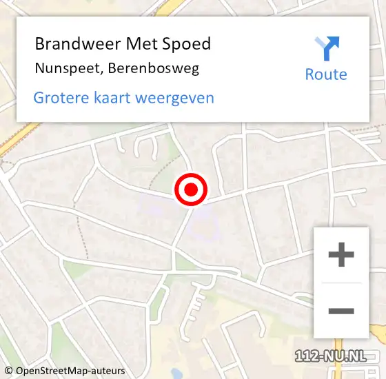 Locatie op kaart van de 112 melding: Brandweer Met Spoed Naar Nunspeet, Berenbosweg op 25 juli 2015 16:02