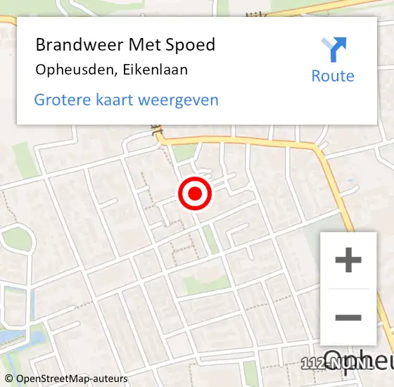 Locatie op kaart van de 112 melding: Brandweer Met Spoed Naar Opheusden, Eikenlaan op 25 juli 2015 16:04