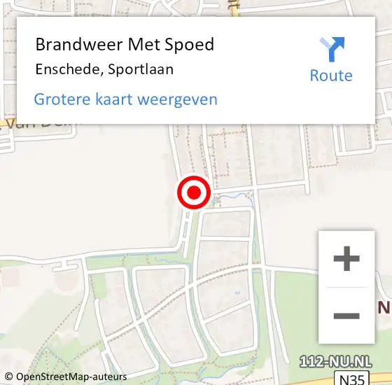 Locatie op kaart van de 112 melding: Brandweer Met Spoed Naar Enschede, Sportlaan op 25 juli 2015 16:06