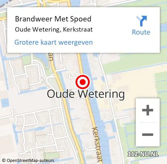 Locatie op kaart van de 112 melding: Brandweer Met Spoed Naar Oude Wetering, Kerkstraat op 25 juli 2015 16:09