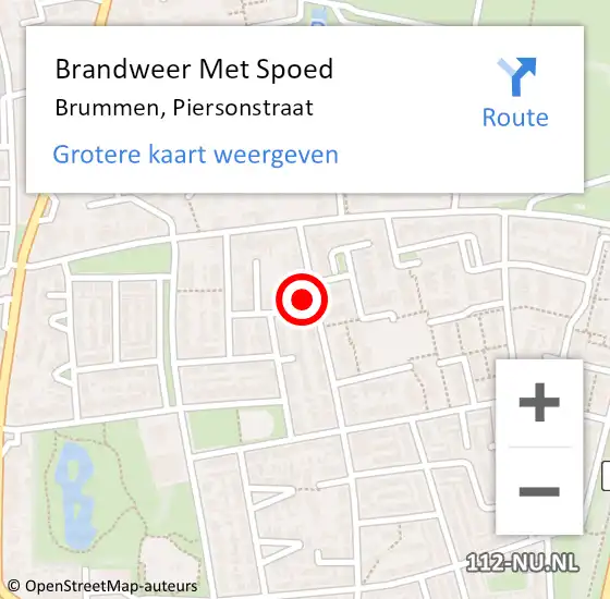 Locatie op kaart van de 112 melding: Brandweer Met Spoed Naar Brummen, Piersonstraat op 25 juli 2015 16:11