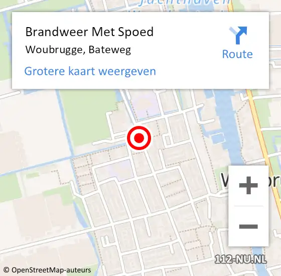 Locatie op kaart van de 112 melding: Brandweer Met Spoed Naar Woubrugge, Bateweg op 25 juli 2015 16:14