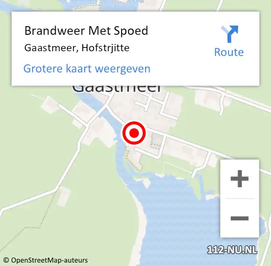 Locatie op kaart van de 112 melding: Brandweer Met Spoed Naar Gaastmeer, Hofstrjitte op 25 juli 2015 16:14