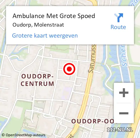 Locatie op kaart van de 112 melding: Ambulance Met Grote Spoed Naar Oudorp, Molenstraat op 25 juli 2015 16:15