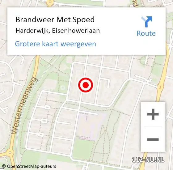 Locatie op kaart van de 112 melding: Brandweer Met Spoed Naar Harderwijk, Eisenhowerlaan op 25 juli 2015 16:17