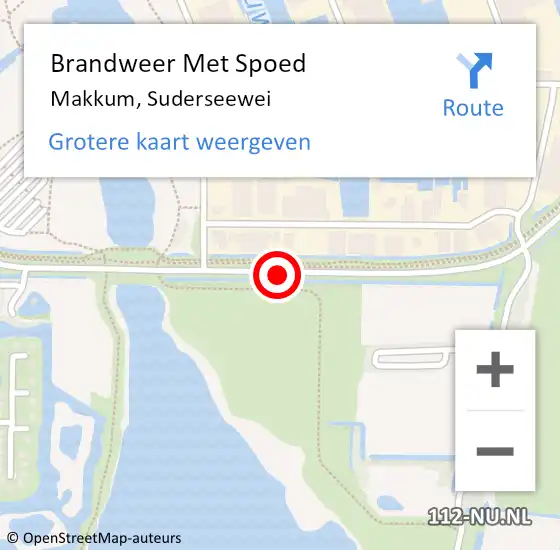 Locatie op kaart van de 112 melding: Brandweer Met Spoed Naar Makkum, Suderseewei op 25 juli 2015 16:18