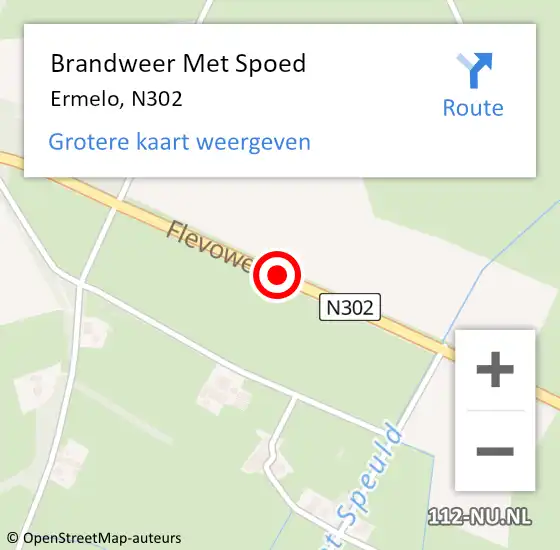 Locatie op kaart van de 112 melding: Brandweer Met Spoed Naar Ermelo, N302 op 25 juli 2015 16:18