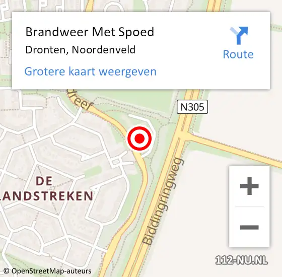 Locatie op kaart van de 112 melding: Brandweer Met Spoed Naar Dronten, Noordenveld op 25 juli 2015 16:28