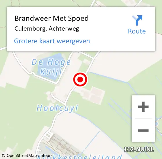 Locatie op kaart van de 112 melding: Brandweer Met Spoed Naar Culemborg, Achterweg op 25 juli 2015 16:30