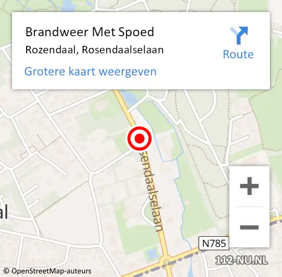 Locatie op kaart van de 112 melding: Brandweer Met Spoed Naar Rozendaal, Rosendaalselaan op 25 juli 2015 16:37