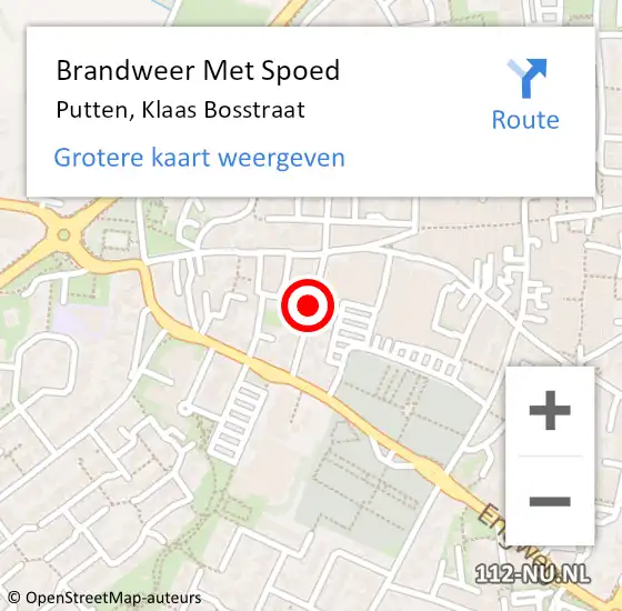 Locatie op kaart van de 112 melding: Brandweer Met Spoed Naar Putten, Klaas Bosstraat op 25 juli 2015 16:43