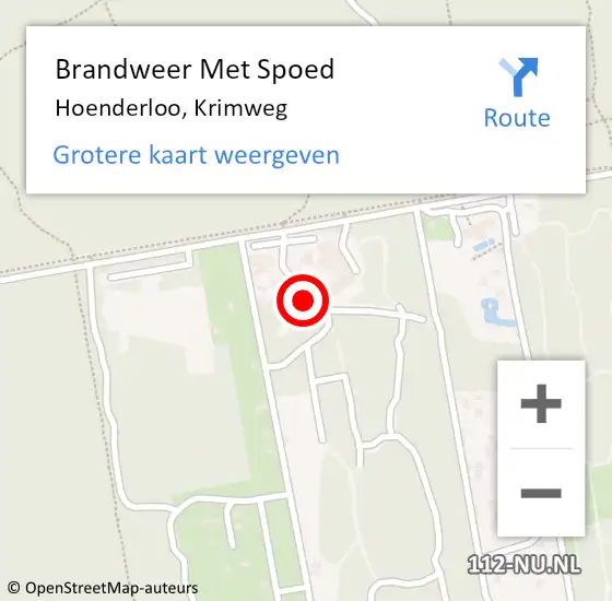 Locatie op kaart van de 112 melding: Brandweer Met Spoed Naar Hoenderloo, Krimweg op 25 juli 2015 16:43