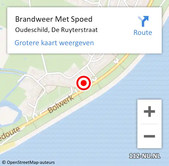 Locatie op kaart van de 112 melding: Brandweer Met Spoed Naar Oudeschild, De Ruyterstraat op 25 juli 2015 16:45