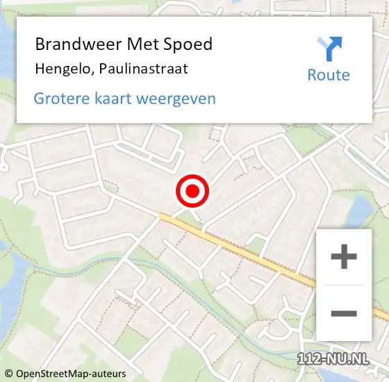 Locatie op kaart van de 112 melding: Brandweer Met Spoed Naar Hengelo, Paulinastraat op 25 juli 2015 16:45