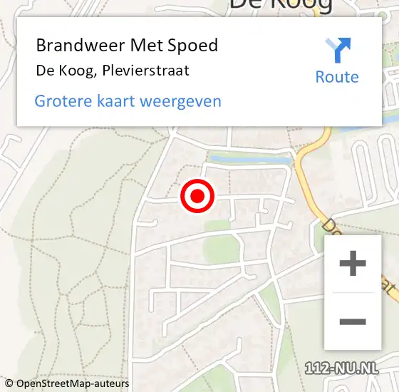 Locatie op kaart van de 112 melding: Brandweer Met Spoed Naar De Koog, Plevierstraat op 25 juli 2015 16:45