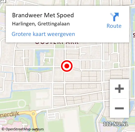 Locatie op kaart van de 112 melding: Brandweer Met Spoed Naar Harlingen, Grettingalaan op 25 juli 2015 16:50