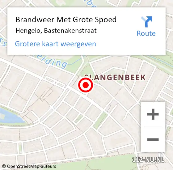 Locatie op kaart van de 112 melding: Brandweer Met Grote Spoed Naar Hengelo, Bastenakenstraat op 25 juli 2015 16:51