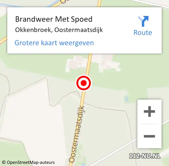 Locatie op kaart van de 112 melding: Brandweer Met Spoed Naar Okkenbroek, Oostermaatsdijk op 25 juli 2015 16:53