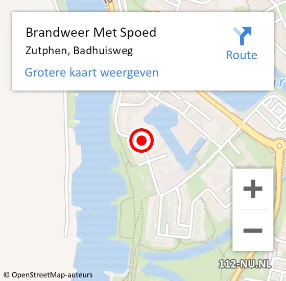 Locatie op kaart van de 112 melding: Brandweer Met Spoed Naar Zutphen, Badhuisweg op 25 juli 2015 16:53
