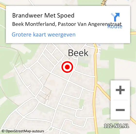 Locatie op kaart van de 112 melding: Brandweer Met Spoed Naar Beek Montferland, Pastoor Van Angerenstraat op 25 juli 2015 16:54