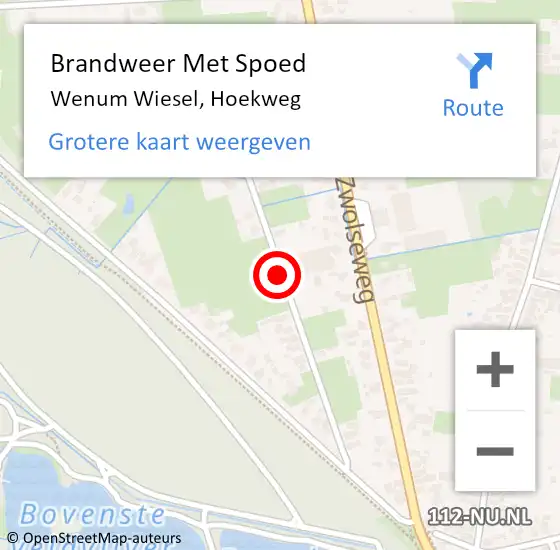 Locatie op kaart van de 112 melding: Brandweer Met Spoed Naar Wenum Wiesel, Hoekweg op 25 juli 2015 16:57