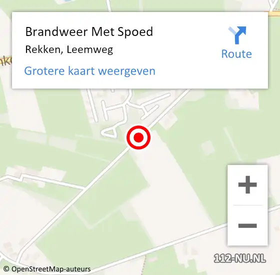 Locatie op kaart van de 112 melding: Brandweer Met Spoed Naar Rekken, Leemweg op 25 juli 2015 16:58