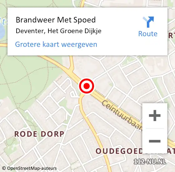 Locatie op kaart van de 112 melding: Brandweer Met Spoed Naar Deventer, Het Groene Dijkje op 25 juli 2015 16:58