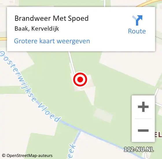 Locatie op kaart van de 112 melding: Brandweer Met Spoed Naar Baak, Kerveldijk op 25 juli 2015 16:59