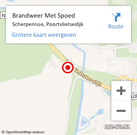 Locatie op kaart van de 112 melding: Brandweer Met Spoed Naar Scherpenisse, Poortvlietsedijk op 25 juli 2015 17:00