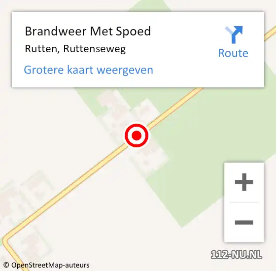 Locatie op kaart van de 112 melding: Brandweer Met Spoed Naar Rutten, Ruttenseweg op 25 juli 2015 17:02