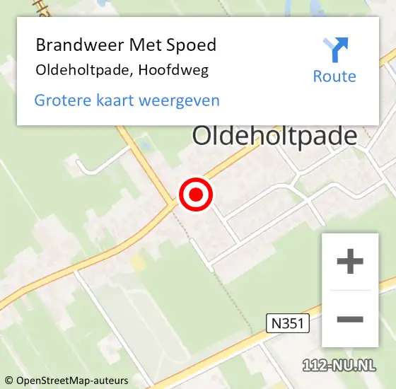 Locatie op kaart van de 112 melding: Brandweer Met Spoed Naar Oldeholtpade, Hoofdweg op 25 juli 2015 17:02